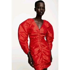 Rare Zara Red Draped Mini Dress. Size S